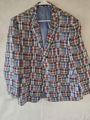 Alan Flusser Madras Sport Coat Blazer 2 Button Down Size XL Pre-owned • $52