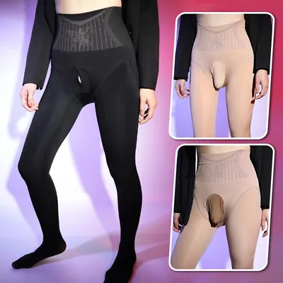 Winter Warm Thermal Pantyhose Stretch Tights Footed Johns High-waist Panty Mens • £19.31