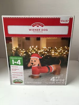 Holiday Time Self Inflatable Weiner Dog W/Santa Hat And Suit 4 Feet Christmas • $33.99