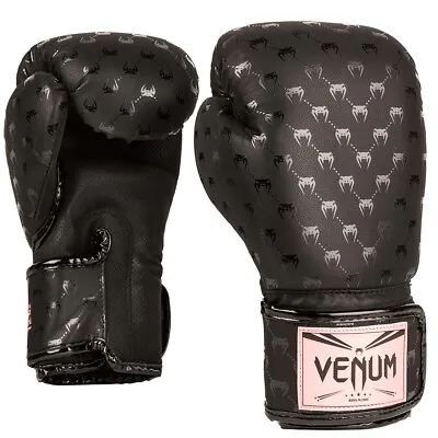 Venum Impact Monogram Hook And Loop Boxing Gloves - Black/Pink/Gold • $70.50