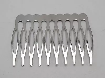 10 Silver Tone Blank Metal Hair Comb 52mm With 10 Teeth For Bridal Hair Accessor • £3.37