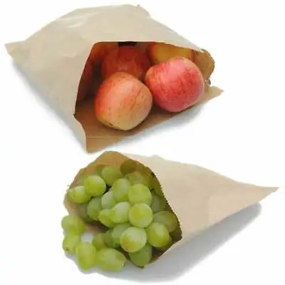 FOOD SANDWICH TAKEAWAY BAGS STRUNG PAPER BAGS BROWN & WHITE KRAFT GROCERY 100pcs • £4.35