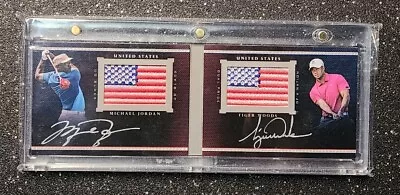 2013 UD Black Pride Of A Nation Michael Jordan Tiger Woods Dual Flag Patch Auto • $50000