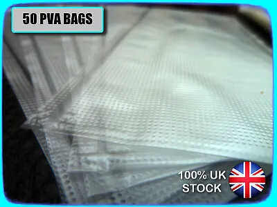 £3.75 • Buy 🐟 50 X PVA BAGS, 65x150mm 🐟 FULL DISSOLVE, FOR BOILIES, PELLETS, STICK MIX ETC