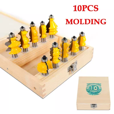 10pcs 1/2  Shank Molding Router Bit Set Architectural Specialty Woodworking Tool • $72