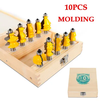 1/2  Shank Architectural Specialty Molding Router Bit Set Woodworking Tool 10pc • $68.40
