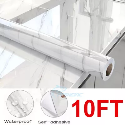 10FT Marble Contact Paper Self Adhesive Peel Stick Wallpaper Kitchen Countertop • $11.19