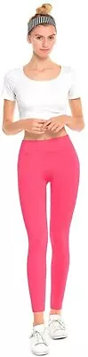 MOPAS Women's Fleece Lined Solid Color Full Length Leggings Free Size - Coral • $10.95