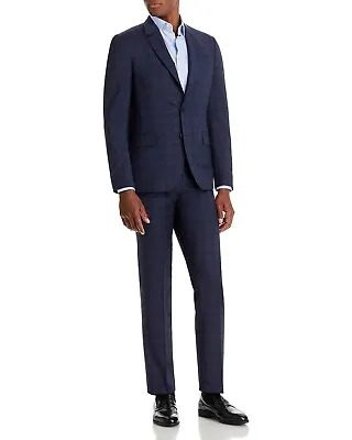 $1295 NWT Paul Smith Soho Fit Navy / Slate Blue Plaid Extra Slim Fit Suit 38R • $369