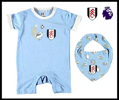 ⚽️Fulham FC⚽️Authentic⚽️Babys Billy Badger Romper & Bib Set⚽️Newborn⚽️New⚽️03⚽️ • £10.99