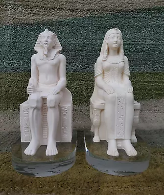 White Egyptian Book Ends Pharaoh Bookends Library Décor Acrylic Base Vinrage • $129.98