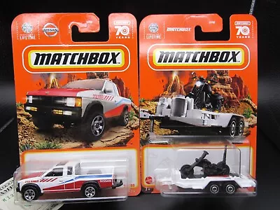 Matchbox '95 Nissan Hardbody (d21) & Matching Mbx Cycle Trailer W/motorcycle • $9.50