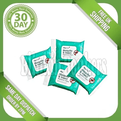 £7.29 • Buy 100 Anti Mosquito Gnat Midge Wipes Insect Bite Sting Repellent Cloth Protection