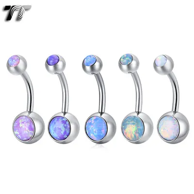 TT 8mm Surgical Steel Opal Round Belly Bar (BL218) 5 Colours  NEW • $12.99