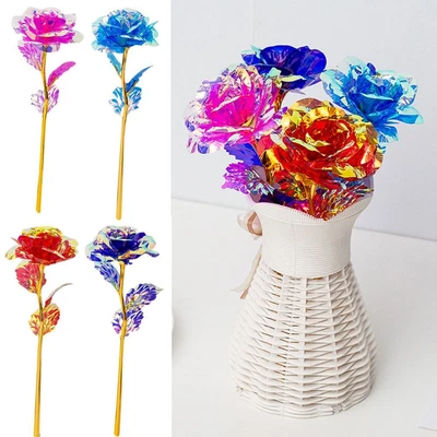 $2.93 • Buy Artificial Flower Valentine's Day Gifts Foil Rose Flower 24K Golden Plated