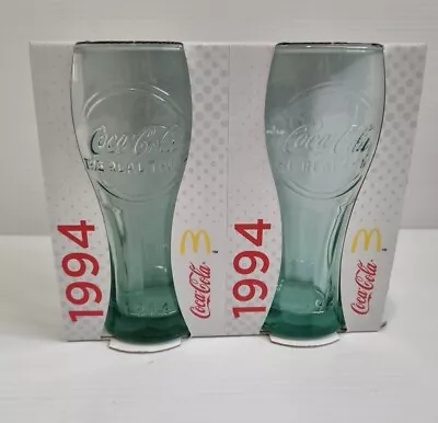 McDonalds Coca-Cola 1994 Styled Boxed Coke Glasses X 2 - NEW • $17.95