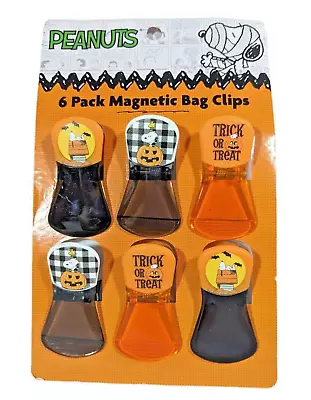 Peanuts Snoopy Halloween Magnetic Bag Clips Bats Jack-O-Lanterns Set Of 6 NEW • $17.22