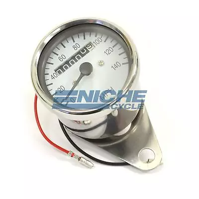 Mini Speedo Universal White Motorcycle Mechanical 140 MPH Speedometer Gauge 1:1 • $47.70