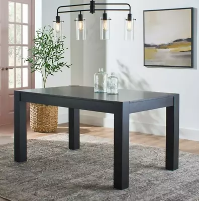 Rustic Farmhouse Dining Table Wood Home Office Desk Natural Chunky Black Seats 6 • $309.99