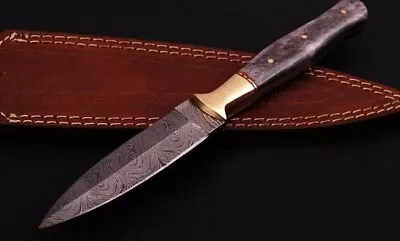 9  Double-Edged V42 Military Damascus Steel Dagger Boot Knife Camel Bone Handle • $26.95