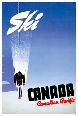 SKI CANADA CANADIAN PACIFIC Vintage 1940s 20x30 Travel POSTER Reproduction • $33.99