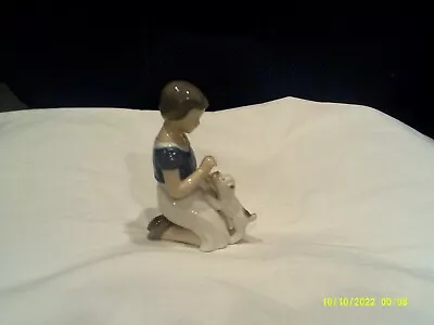B&G Figurine-Girl With Puppy-#2316-5  High-Made In Denmark-NO BOX • $9.95