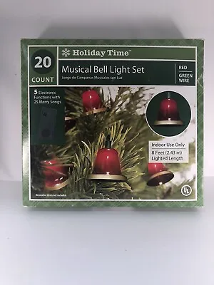 Vintage Retired Holiday Time Christmas Bell Light Set 20 Bells Red • $42.99