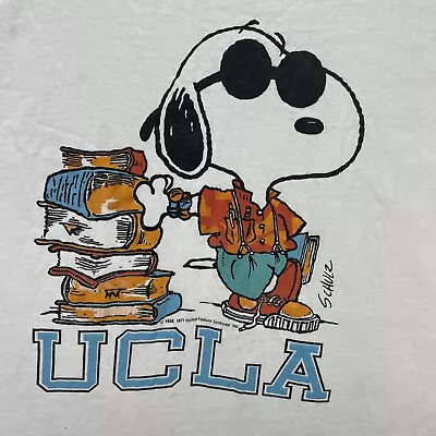 Vintage UCLA Shirt Mens Large White 80s Snoopy Peanuts Joe Cool College Cartoon • $29.95