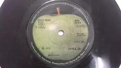 MARY HOPKINS APPLE Knock Knock Rare SINGLE 7  45 RPM INDIA INDIAN 85 VG+ • $193.70