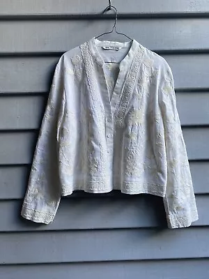 BNWOT ZARA Size L Cotton Button-up Embroidered Jacket  • $18