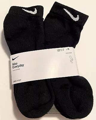 Nike Everyday Cushioned Men's Low Cut Dri-fit Socks Black 6 Pair L (8-12) • $24