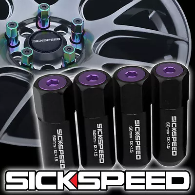 Sickspeed 4 Pc Black/purple Caps Aluminum 60mm Lug Nuts Wheels 12x1.5 L01 • $12.35