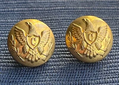 Matched Pair Civil War US Union Eagle C Calvary Kepi Button • $99.99