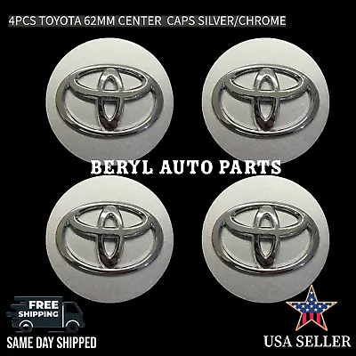 4x TOYOTA WHEEL RIMS CENTER HUB CAP CAPS SILVER BASE CHROME LOGO 62MM CAMRY +MOR • $24.44