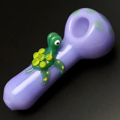 4.2  Glass Smoking Pipes Purple Jade Heavy Thick Turtle Smoke Bowl Handmade Pipe • $18.99