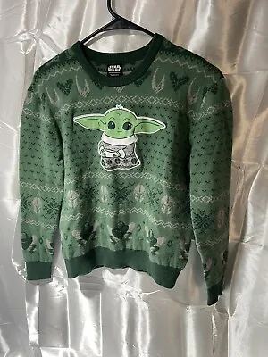 Star Wars Youth Girl's Christmas Sweater Size XL Baby Yoda Long Sleeve Green • $14.99