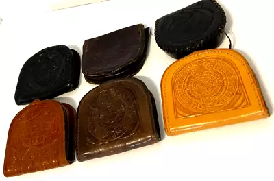 LOT Of 6 Vintage Coin Purses Hand Tooled Leather Mini  • $35