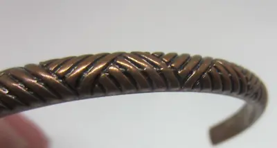Vintage  Solid Copper Thatch Design Cuff Bracelet Small 2 1/2  Unisex • $19.99