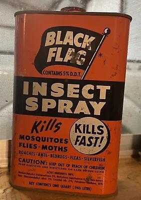 Vintage EMPTY Black Flag Insect Spray - 1 Quart Tin Can • $15