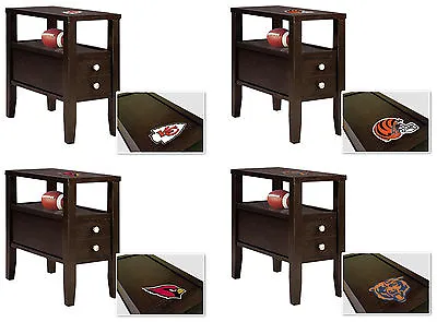 End Table Nightstand Accent Table In An Espresso Finish With A NFL Team Logo  • $189.88