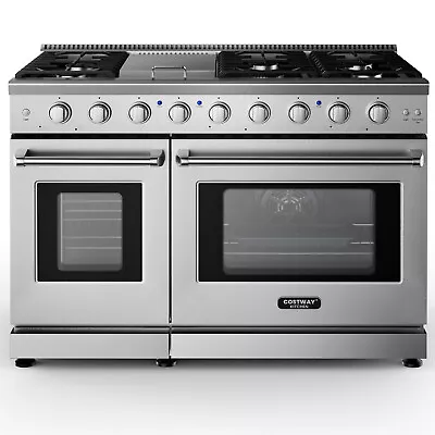 48  Freestanding Gas Range Natural Gas Range W/ 7 Burners Cooktop & Double Ovens • $3399.99