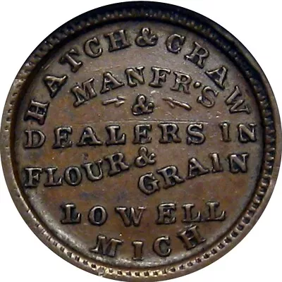 Lowell Massachusetts Civil War Token Hatch & Craw R8 Very Rare Obverse Die NGC • $20.50