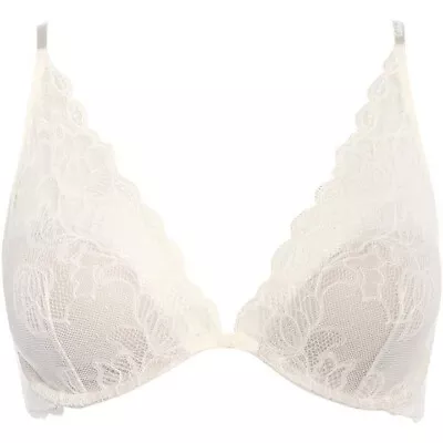 Calvin Klein Seductive Comfort Lace Plunge Bra Ivory 32D New Rrp £38 • £16.99