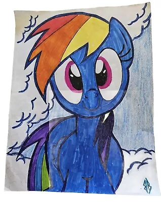  My Little Pony  Rainbow Dash Drawing Artwork By Hand 8.5 ×11  • $16.95