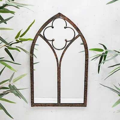 £23.95 • Buy Metal Arched Garden Wall Mirror Gothic Church Outdoor Window Distressed Copper