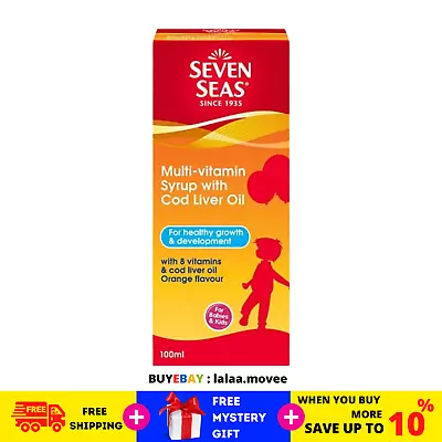 $34.20 • Buy Seven Seas Multivitamin Syrup With Cod Liver Oil Orange Flavor For Kids 100ml