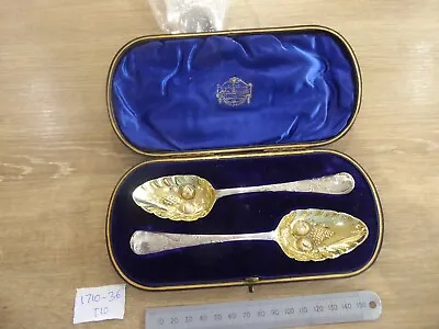 £175 • Buy   Pair  Boxed Antique Georgian   Solid Sterling Silver Berry Spoon C1759