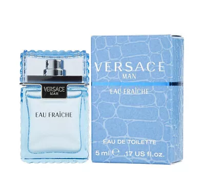Versace Eau Fraiche Men Mini 0.17 Oz 5 Ml Eau De Toilette Dab-On Splash Nib • $9.97
