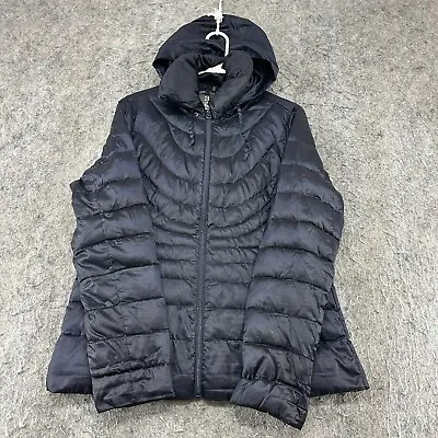 ANA Jacket Womens Large Black Full Zip Packable Premium Down Hooded Puffer Coat • $19.95