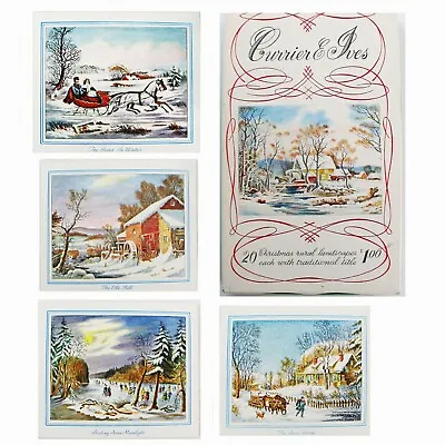Vintage New In Box Currier & Ives 19 Christmas Cards 20 Envelopes Mint Unused • $39.99